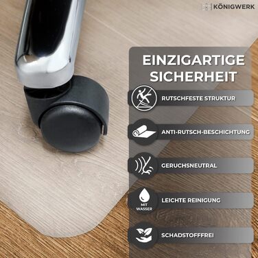 Килимок для захисту підлоги офісного крісла Knigwerk - нековзний, зроблено в Німеччині - 90x120 см, прозорий