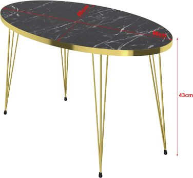 Журнальний столик [en.casa] 43x90x50 см чорно-золотавий