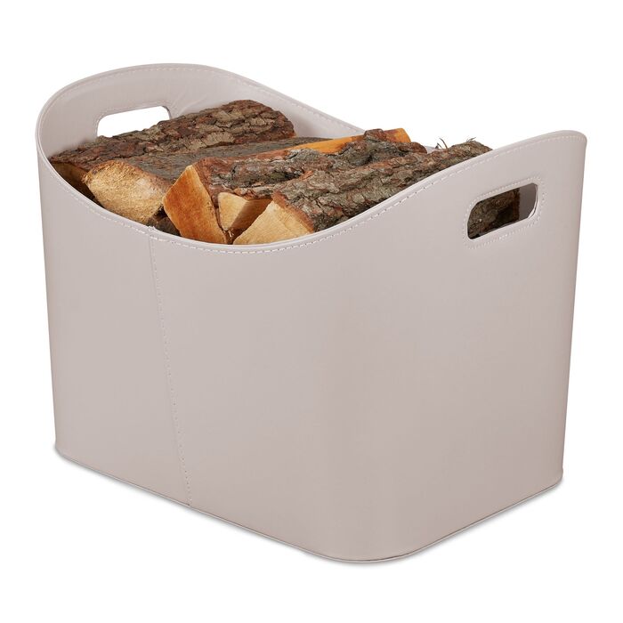 Кошик для дров Relaxdays сірого кольору з штучної шкіри