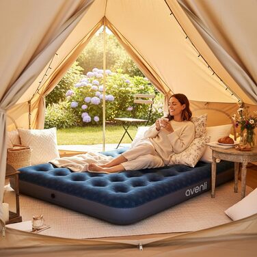 Надувний матрац для кемпінгу та дому AVENLI - 191x137x22 см, для 2 осіб, з флокированим покриттям
