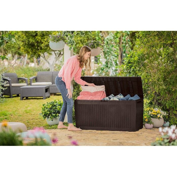 Водонепроникний ящик для подушок Koll Living 270л з вентиляцією, дерев'яний дизайн, витримує до 250 кг