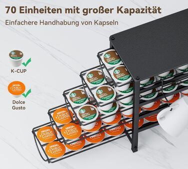 Тримач для капсул кави Dolce Gusto, органайзер для 70 капсул, 5-ярусний металевий ящик з тихими направляючими та антиковзними ніжками
