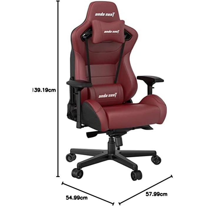 Крісло ігрове Anda Seat Kaiser 2 XL Leder – ергономічне, з підлокітниками 4D, підголовником та поперековою підтримкою (каштанове)