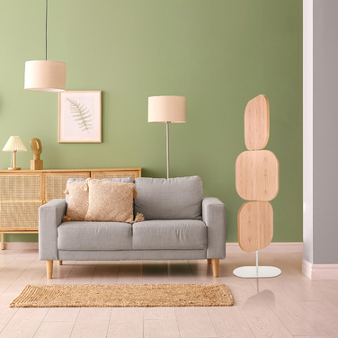 Перегородка акустична / мобільна перегородка FLEXMIUT W 174x50x2,8, шпон деревом PET дуб hjh OFFICE