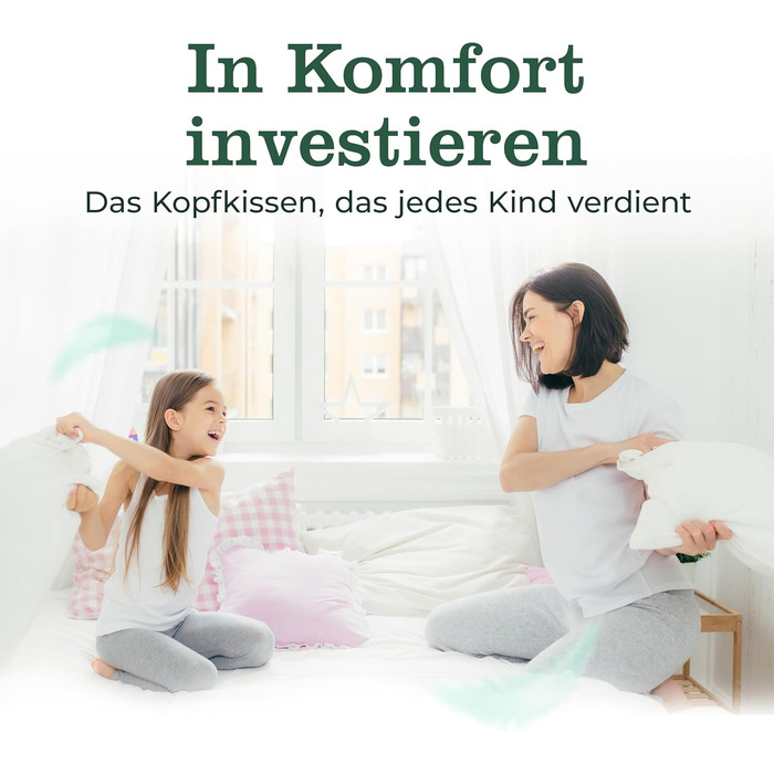 Подушка для дитини CALMONT Kinderkopkissen, 40x60 см, бавовняний чохол, сертифікат Oeko-TEX, Made in Europe