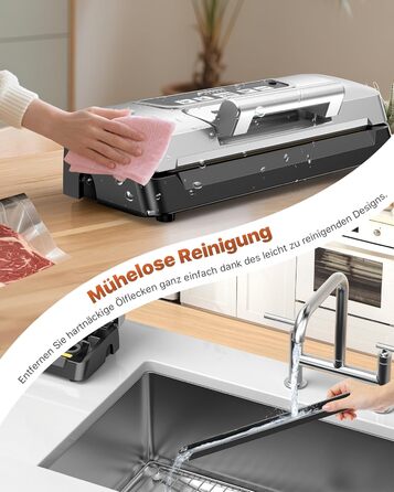 Вакууматор для продуктів Gavasto з подвійним насосом 90кПа, 9л/хв, LED-дисплеєм та режимами «Волого/Сухо», сріблястий