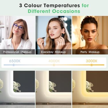 Дзеркало для ванної кімнати S'bagno з підсвічуванням 80x60 см, Bluetooth, 5x збільшення, протитуманне покриття, 3 кольори, регулювання яскравості, пам'ять налаштувань, загартоване скло, IP44 вологостійкість, горизонтальне/вертикальне встановлення