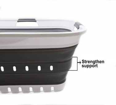 Складна Пластикова корзина для білизни SAMMART 42L-складаний висувний контейнер для зберігання / органайзер - портативна корзина для білизни компактна корзина для білизни (Білий / темно-сірий, 1)