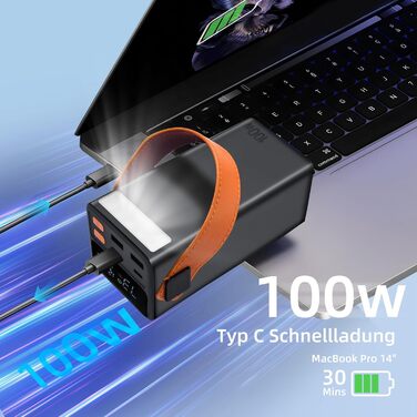 Портативний Power Bank 80000mAh 100W з USB-C, LED дисплеєм для iPhone, MacBook, iPad, дронів та ноутбуків. Ідеальний для подорожей, кемпінгу та активного відпочинку.