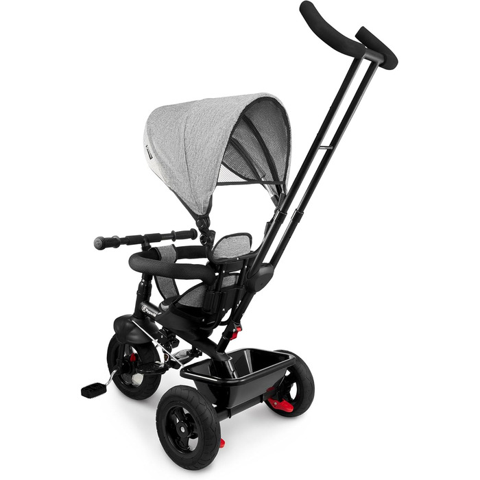 Триколісний велосипед HyperMotion з ручкою для батьків 3-в-1, сірий - для дітей від 1 до 4 років (до 20 кг)