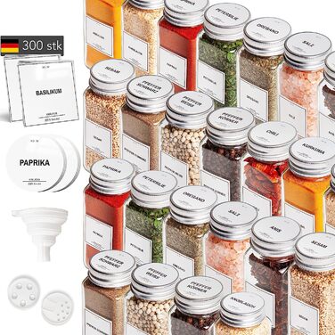 Набір баночок для спецій Greeano 24 x 120 мл із золотими кришками та етикетками, скляні баночки для спецій з дозатором, кухонне приладдя Gold Aura