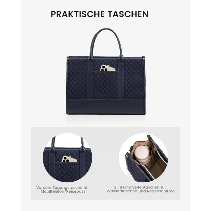 Сумка для ноутбука LOVEVOOK, 17 дюймів, водонепроникна, шкіряна, для роботи, навчання, офісу, універу, темно-синя