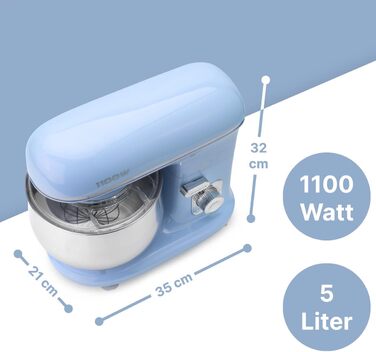 Кухонна машина Clatronic KM 3711 (Блакитна) 1100 Вт, 5л, з гаками для тіста та міксером | Кухонний комбайн для тіста та міксера