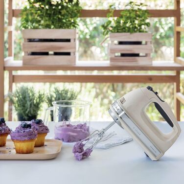 Міксер ручний KitchenAid 9 швидкостей, червоний (кремовий) з LED-дисплеєм та насадками