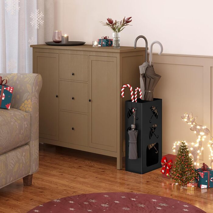 Підставка для парасоль підставкою WOLTU, 2 відділення, з 4 гачками, металева, біла, 25x49x15 см, SST16ws