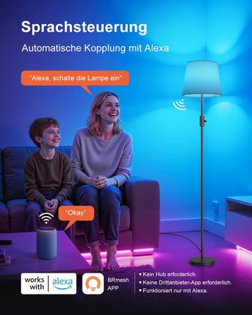 Світлодіодна торшер DUSKTEC RGB для вітальні, смарт-лампа з димером, керування через APP, тепле та холодне біле світло, 10W, 1200LM, аркова лампа для читання, приліжкова лампа