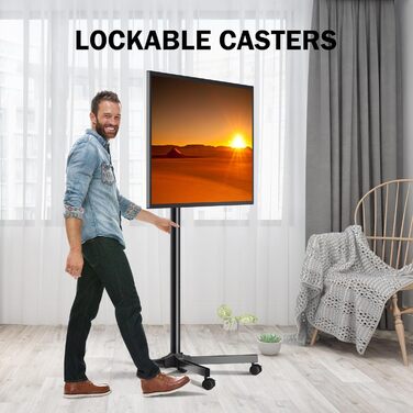Підставка для телевізора XINLEI, телевізійна візок для телевізорів 13-50 дюймів, регульована висота, кут нахилу 30°, з колесами, VESA 200x200 мм, ML1350