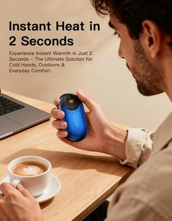 Електричний гріє для рук 2 шт. | Перезарядний кишеньковий гріє з 3 режимами, 6000mAh для жінок, чоловіків, кемпінгу, полювання, гольфу, блакитний