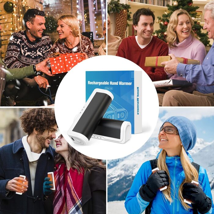 Електричні грілки для рук 2 шт. - USB, багаторазові, 3 режими нагріву, для дітей та жінок (чорний+білий)