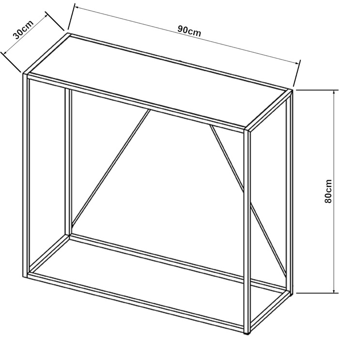 Консольний стіл Austevoll, 90x30x80 см, чорний, стійка сталева рама, промисловий дизайн