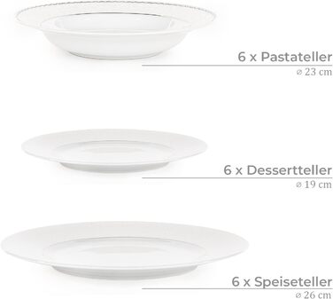 Набір посуду Konsimo Combi на 6 персон Набір тарілок AMELIA Modern 18 предметів Столовий сервіз - Сервіз та набори посуду - Комбінований обідній сервіз на 6 персон - Сімейне обслуговування - Посуд (атлас, 25 предметів)
