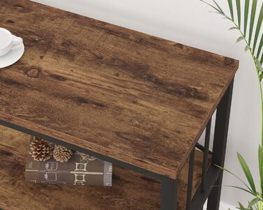 Низька полиця для книг IBF з 3 ярусами, індустріальний стиль, метал та дерево, 120x34x74 см, коричневий