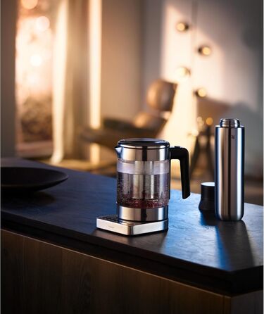 Електричний чайник-заварник WMF Küchenminis 2 в 1 з регулюванням температури, 1 л, 1900 Вт, скло, з тримачем для чайних пакетиків та ситом