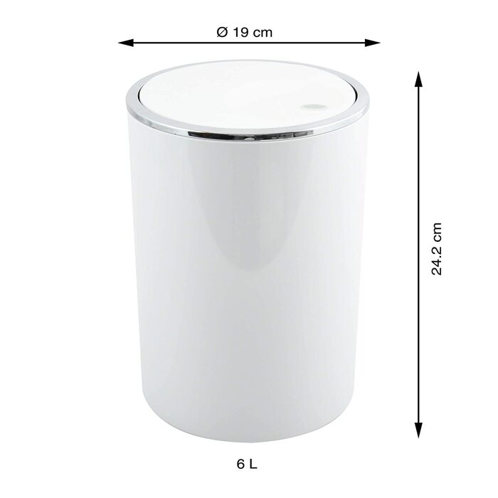 Серія для ванної кімнати MSV, дизайнерське косметичне відро Aspen, педальне відро для ванної з поворотною кришкою, відро для сміття з поворотною кришкою об'ємом 6 літрів(ØxH) прибл.