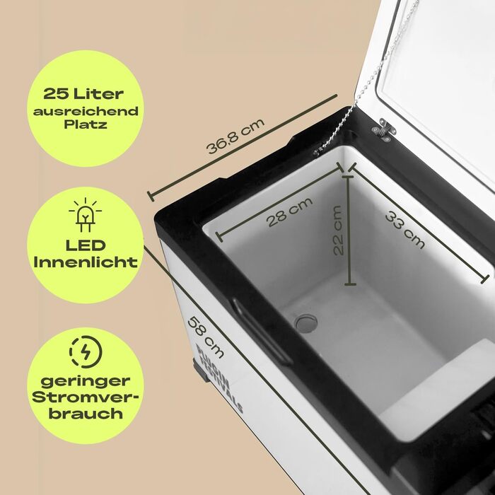 Автомобільний компресорний холодильник/морозильник 25л -20°C 12V/230V для кемпінгу та подорожей