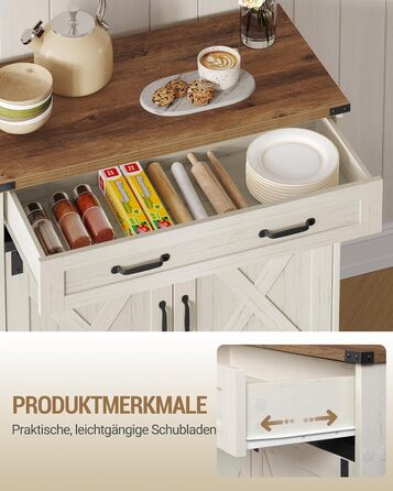 Кухонна шафка Hzuaneri з шухлядою, шафа для зберігання з 2 дверцятами, регульовані полиці, стиль кантрі, для кухні/вітальні, вінтажний коричнево-білий SC94814X (40x80x80 см)