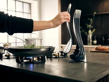 Набір кухонних аксесуарів Joseph Joseph Nest 5 шт. з магнітною підставкою, чорний/нержавіюча сталь, для компактної організації, можна мити в посудомийній машині