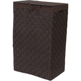 Корзина для білизни RAN6892 Stan з кришкою, ручками, плетіння з металевим каркасом, знімний вкладиш з льону, 30 x 30 x 50 см, колір шоколадний