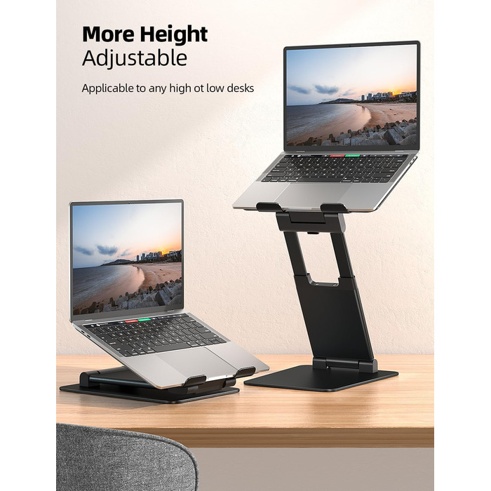 Підставка для ноутбука NULAXY, регульована по висоті, чорна. Сумісна з MacBook та іншими ноутбуками 10-17