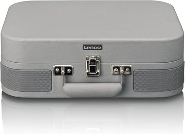 Програвач вінілу Lenco Classic Phono TT-116 Bluetooth, 3 швидкості, вінтажний стиль, RCA вихід, стерео динаміки, сірий