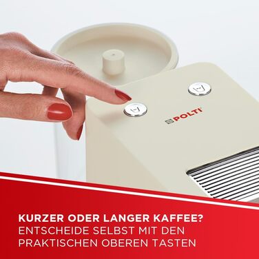 POLTI Coffea S15W: Еспресо-машина з сумісністю з E.S.E. Pads 44 мм, об'єм бака 0,85 л, тиск помпи 19 Bar, білий колір (бежевий)