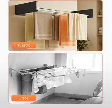 Настінна сушарка для білизни JUPPLIES - розкладна, 120 см, з нержавіючої сталі, 30 кг, для дому та вулиці, білий колір