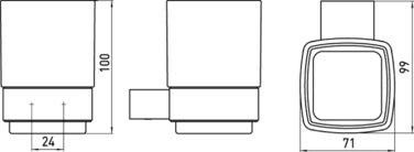 Тримач для зубних щіток Emco LOFT з кришталевим склом, настінний, з алюмінію, хром, преміум-якість