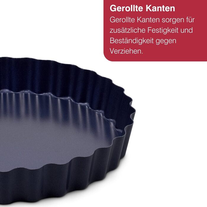 Форма для випічки Zyliss E980194 Springform, з антипригарним покриттям, з вуглецевої сталі, темно-синього кольору, з плоскою основою, 25 см