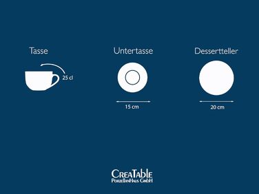 Набір посуду CreaTable Chef Collection 18 предметів (6 персон), серія Grey, порцеляна, для кави, сумісно з мийною машиною та мікрохвильовкою, Made in Europe