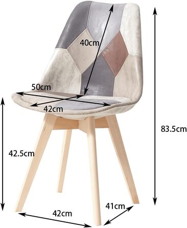 Стільці для їдальні в скандинавському стилі, ретро-дизайн, з м'яким сидінням, для кухні та офісу, з масивними буковими ніжками (набір 4 шт., сірий)