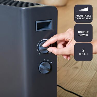 Конвектор BLACK+DECKER BXCSH1800E, 1800 Вт, чорний, з можливістю монтажу на стіну, аналогове керування