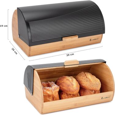 Бамбуковий контейнер для хліба EliteHoff з металу Бамбуковий контейнер для хліба з рулонною кришкою