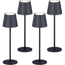 LED-лампа K-Bright: 4 шт., диммер, акумулятор, бездротова, 36.5 см, перезаряджувана, 2700K, тепле світло, USB-C, IP54, пісочний (антрацит)