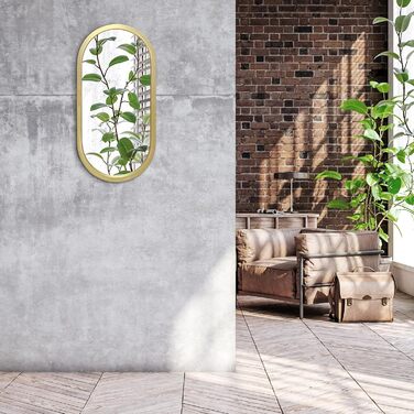 Дзеркало овальне Americanflat Spiegel Oval 30x61 см, золотий, з пластиковим каркасом для ванної, вітальні або спальні