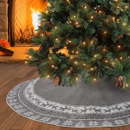 Спідниця для різдвяної ялинки Weldomcor, 122 см, в'язана ковдра для різдвяної ялинки, круглий килимок зі сніжинок із зображенням лося, великий ялинковий килимок для Різдва