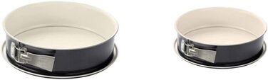 Деко для випікання Ø 28 см BACK-TREND, форма для випічки з плоским дном, кругла сталева форма для випічки з антипригарним керамічним армованим покриттям (колір крем/антрацит), кількість (комплект з пружинною формою Ø 26 см)