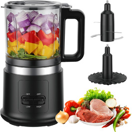 Electric Food Chopper - 400W Kitchen Food Processor with 2 Speed Settings | 4-Blade Stainless Steel & Whisk Attachment | 0.95L Detachable Bowl for Chopping, Mixing (Gray)