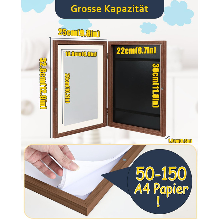Рамка для дитячих малюнків Ciscle A3, A4 (2 шт.) - дерев'яна, для творчості, в школу та додому