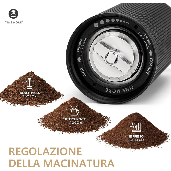 Ручна кавомолка TIMEMORE Chestnut C3 ESP PRO, чорна - для еспресо та френч-прес