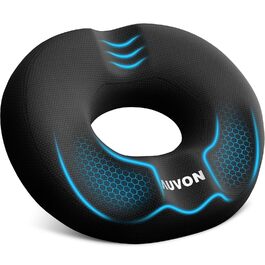 Ортопедична подушка для сидіння AUVON кругла з подвійною U-подібною формою для копчика та геморой, розвантажувальна подушка для офісного крісла та авто, 47*37*7.8 см